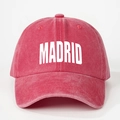 Vintage washed rose red baseball cap with white MADRID embroidery and adjustable strap - Adjustable / Watermelon red
