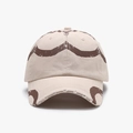 Berretto beige con motivi a onde marroni e visiera consumata in stile vintage e street - Regolabile / Beige
