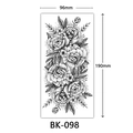 Peony flower sketch tattoo sticker model BK-098 measuring 96mm x 190mm in black and white - BK-098 / 96*190mm