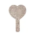 Sparkling heart-shaped handheld vanity mirror with dense champagne gold rhinestones - Heart Shape / White