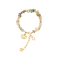 Bracciale di perline fatto a mano con pietre naturali, ciondolo corona e catena a cuore d'oro - Corona e Perla Stile (4#)