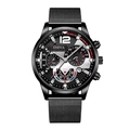 Minimalist men's quartz watch with black mesh strap and luminous multi-dial chronograph - Black Silver Mesh Strap