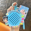 Cute blue Nezha cartoon magnetic steel bead drawing board keychain fidget toy with pen - Magnetic Drawing Board Keychain / Blue