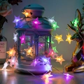 Solar powered star-shaped LED string lights with multi-color glow for outdoor garden - Battery Light Style (1.5m 10LED) / Romantic Star (Multicolor)