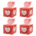 Détail de la boîte cadeau rouge Saint-Valentin avec décor de cœur et motifs festifs - Style Coeur