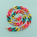 Multicolor acrylic link chain strap with gold metal clasps for DIY handbags - B306 Matte Mixed Colors