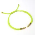 Adjustable fluorescent green Milan braided bracelet with golden metal beads for DIY charms - Fluorescent Green