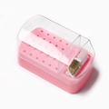 Custodia rosa per 30 punte da fresa per unghie con coperchio trasparente e due spazzoline - Rosa
