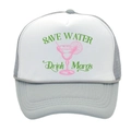 White and grey trucker hat featuring Save Water Drink Margs cocktail print - Adult - Adjustable / Grey + White