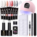 Full poly nail extension gel kit with UV lamp, colorful gels and manicure tools - 7 Color Set With Lamp 03