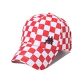 Classic red and white checkerboard baseball cap with black letter embroidery on front - 56cm-60cm / Red