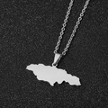 Silver stainless steel Jamaica map pendant necklace on black textured background - Steel Smooth