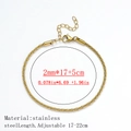 2mm gold stainless steel braided chain bracelet with lobster clasp and extension chain - Cauliflower Chain Style / 2mm Wide (17+5cm) / Gold