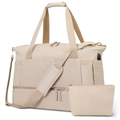Wasserfeste beige Sporttasche im Set mit kleinem Beutel und USB-Ladeanschluss - Khaki