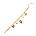 Golden Halloween charm bracelet with ghost pumpkin and bat pendants on white background - Reaper Pumpkin Bracelet 5# (N1410)