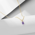 Collier en argent S925 doré avec pendentif rectangulaire en améthyste violette - Argent 925 / Cristal Violet Doré