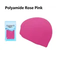 Rose pink nylon swimming cap with blue translucent zipper bag in one size fits all - One Size / Nylon Rose Pink