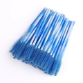 50pcs disposable eyelash brushes with blue spiral bristles and blue-white gradient wands - 50 Pcs/Pack / Blue