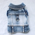 Chaleco vaquero azul lavado para mascotas con anillo en D de metal y bordes deshilachados - XS / Azul Lavado