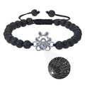 Bracelet patte de chien en pierre de lave noire avec projection Je t'aime en 100 langues - Bracelet Pierre de Lave