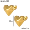Polished gold heart stud earrings with 0.9cm size and 3.2g weight specifications - Heart Shape (BE48347B0)