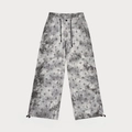 Tie-dye cargo pants with cross pattern, adjustable drawstring waist and leg openings - S / Black & White Tie-Dye