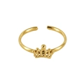 Eleganter goldener kronenförmiger offener Ring mit Perlendetails, größenverstellbar - Krone / Einstellbar Offen