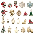 Weihnachts-Emaille-Anhänger Set mit Weihnachtsmann und Tannenbaum für DIY-Schmuckherstellung - Gemischte 20 Designs KC Gold Emaille Weihnachtsanhänger