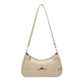 Sac sous le bras beige en similicuir avec rivets argentés et ornements d'étoiles - Kaki