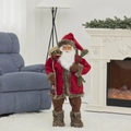 Standing Santa Claus figurine in red velvet suit with sack for Christmas decor - Red Figurine With Sticks / 90cm High