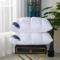Set of two white hotel pillows with quilted diamond pattern on modern bedside table - Tufted White / 48*74cm (High 950g)