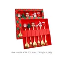 6-piece Christmas stainless steel spoon and fork set with cartoon toppers in red gift box - No.13 - 6PCS Red Box Set / Gold