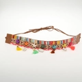 Bohemian braided belt with colorful starfish, white shells and ethnic tassels - 56-58cm / Colorful Starfish Shell Tassel Ethnic Style Headband (AB69)