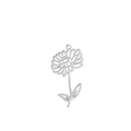 Silver stainless steel daisy flower pendant with intricate hollow stem and leaf details - Chrysanthemum / Steel