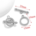 Silver stainless steel OT toggle clasp jewelry connectors for DIY necklaces 25mm bar length - Style F / Steel