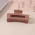 Brown matte rectangular hair claw clip for women displayed on a beige background - #10 Frosted Amber - 10.5cm / Bulk (No Packaging)