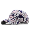 Marineblauwe honkbalpet met all-over speelkaartenprint en gebogen rand voor hiphopstijl - Pokerkaarten Afdrukken(03)