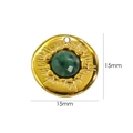 Goldener 14K vergoldeter Anhänger mit grünem Stein und Relief im Sonnenstrahl-Design - Afrikanische Jade