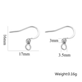 Silver stainless steel earring hooks with bead and spring detail, size 17x16mm - Steel Color - Style D