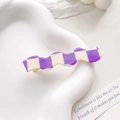 Checkerboard pattern purple and cream wave hair clip in a glossy acrylic finish - Purple and Beige Grid