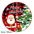 90cm Christmas tree skirt featuring red black buffalo plaid and Santa Claus print - Red Black Plaid Santa Christmas Tree