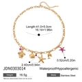 Golden stainless steel ocean theme necklace with starfish, turtle, and shell charms - Ocean Multi-Charm Combination Style (JDN0303014)