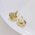 Goldene Muschelanhänger mit weißen Perlen und grünem Edelstein für DIY Schmuck - 6# Goldene Große Perlenmuschel