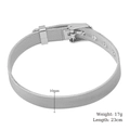 Detailed view of 10mm silver Milanese mesh band bracelet with size specifications - Silver Bracelet