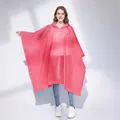 Reusable thick pink EVA fashion raincoat with hood and side buttons for women - One Size / Pink Poncho (Adult)