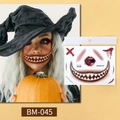 Halloween face tattoo BM-045 with scary mouth fangs and bloody suture pattern - Style BM-045
