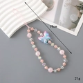 Ciondolo per cellulare con perline rosa e fiocco, accessorio dolce fatto a mano da 19cm per borse - Stile Farfalla Cangiante / Farfalla in Cristallo Rosa (K3309)