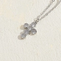 Silver cross pendant necklace with sparkling round zircon in a sleek minimalist style - Cross Style (Silver Tone) / Silver