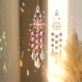 Golden moon and star suncatcher with colorful crystals casting vibrant rainbow reflections - Colorful Star