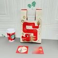 Knitted wrist bag featuring a festive red dragon pattern on a cream background - Beige Little Dragon